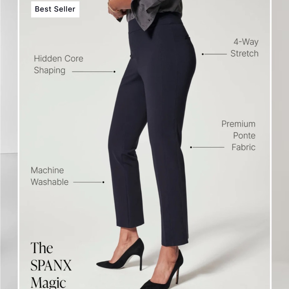 Spanx Black Ponte Slim Straight Pant